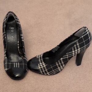 Black Plaid Women's Heels